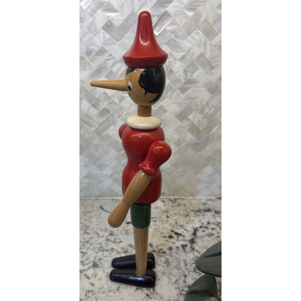 Vintage Pinocchio Jointed Articulated Doll Wooden Decor fairytales Geppetto - Picture 6 of 16